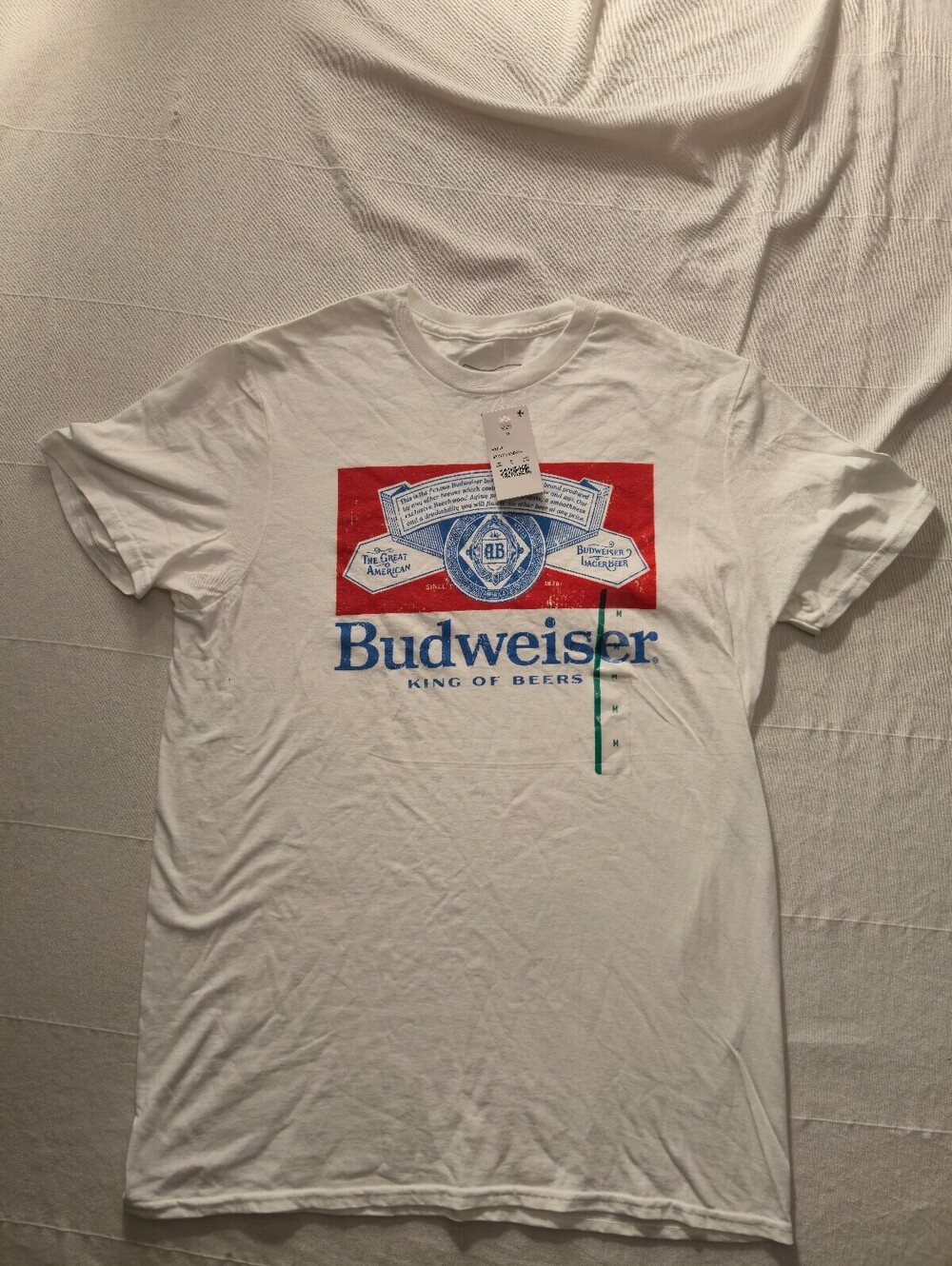 Budweiser King of Beers White Cotton T-Shirt Medium Nwt
